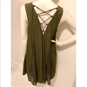 Carmela Olive green Strapless dress
